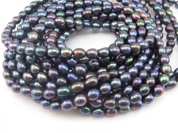 Freshwater Pearl Peacock Rice Beads ~ Various Sizes ~ 16'' Strand