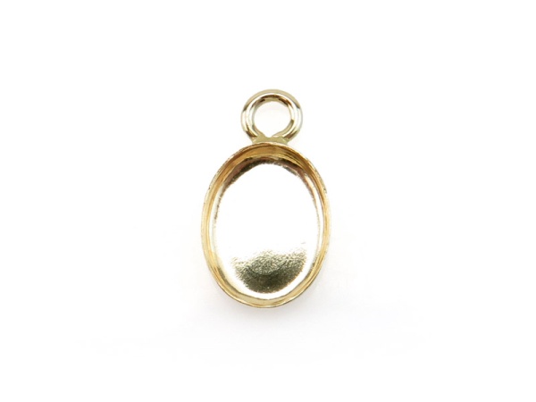 Gold Filled Oval Bezel Cup Setting with Loop 8mm x 6mm