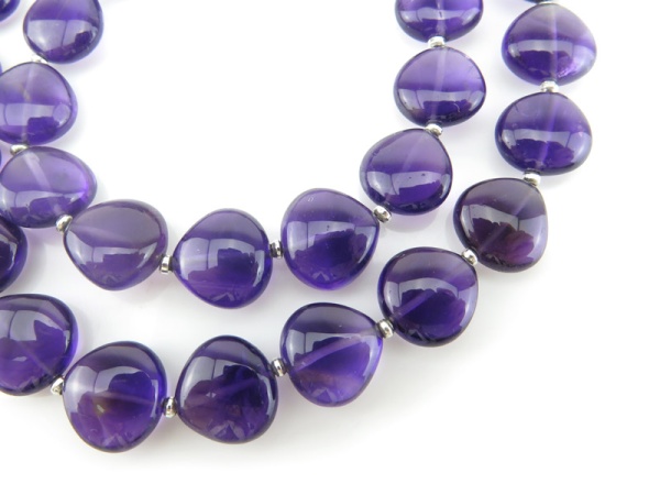 AA+ Amethyst Smooth Heart Beads 9.5-10mm ~ 8.5'' Strand