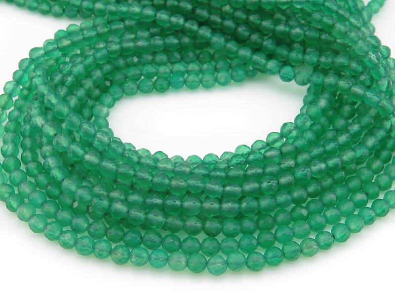 AAA Green Onyx Faceted Round Beads Various Sizes 12 5 Strand