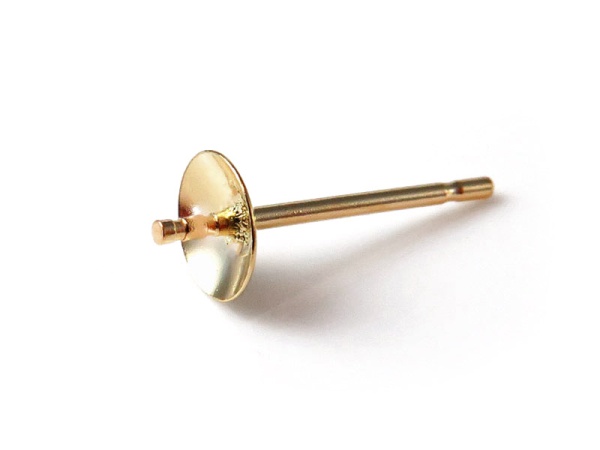 14K Gold Ear Post with Cup and Peg 4mm