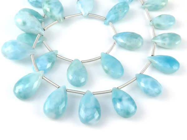 AA+ Larimar Micro-Faceted Pear Briolette ~ SINGLE