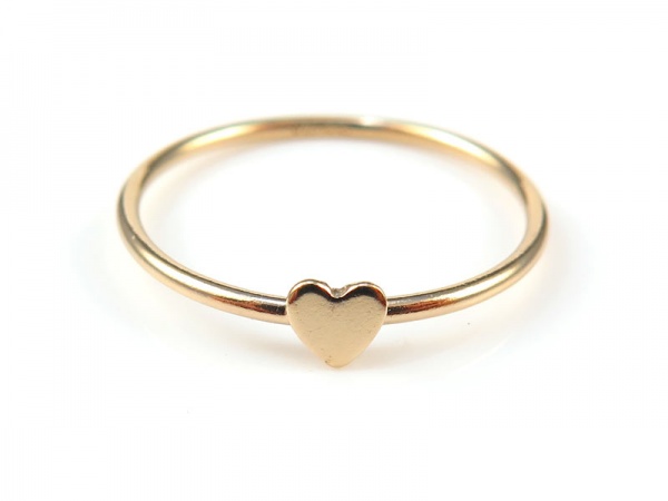 Gold Filled Stacking Ring with Heart ~ Size J