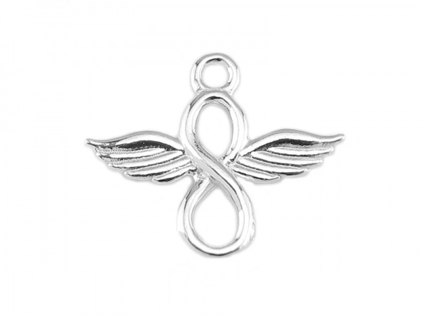 Sterling Silver Angel Wings Infinity Pendant 15mm