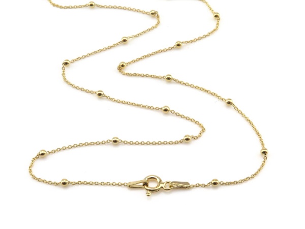 Gold Plated Vermeil Silver Satellite Chain Necklace with Clasp 17.75''