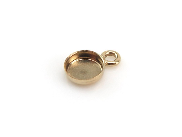 Gold Filled Round Bezel Cup Setting with Loop 3mm