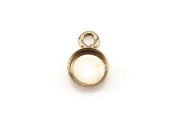 Gold Filled Round Bezel Cup Setting with Loop 3mm