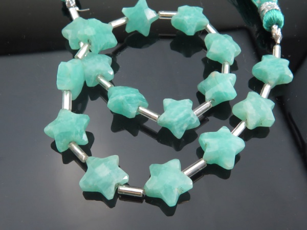 AA Amazonite Faceted Star Beads 11mm ~ 8'' Strand