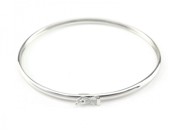 Sterling Silver Bangle with Clasp ~ 7.5