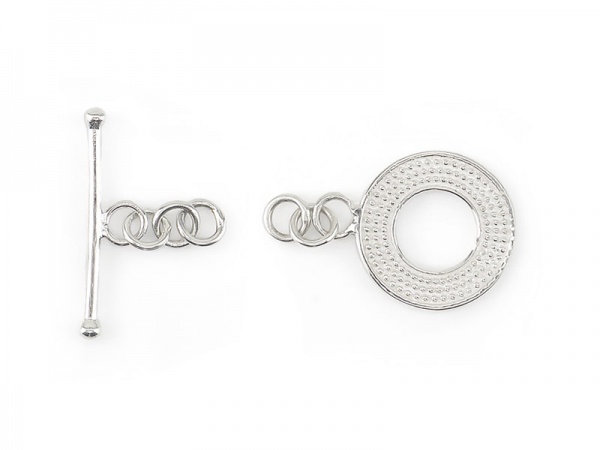 Sterling Silver 2-Strand Interlocking Round Hook and Eye Toggle Clasp 14mm  99562