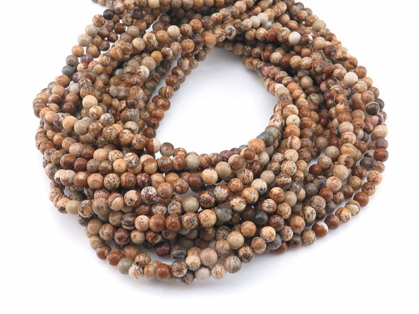 Landscape Jasper Smooth Round Beads 4.25mm ~ 15'' Strand