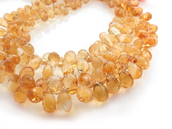 AA+ Citrine Micro-Faceted Teardrop Briolette Beads ~ Various Sizes ~ 7.5'' Strand