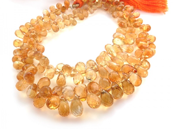 AA+ Citrine Micro-Faceted Teardrop Briolette Beads ~ Various Sizes ~ 7.5'' Strand