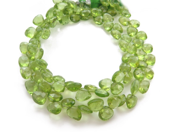 AA+ Peridot Micro Faceted Heart Briolettes ~ Various Sizes ~ 8'' Strand