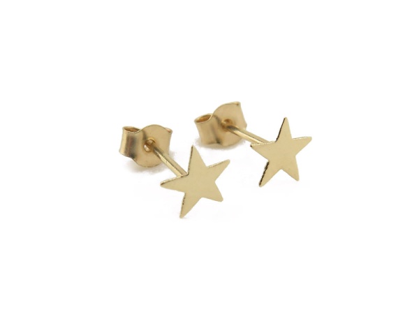 9K Gold Star Ear Studs 4.25mm ~ PAIR