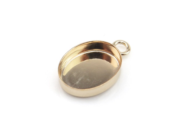 Gold Filled Oval Bezel Cup Setting with Loop 10mm x 8mm