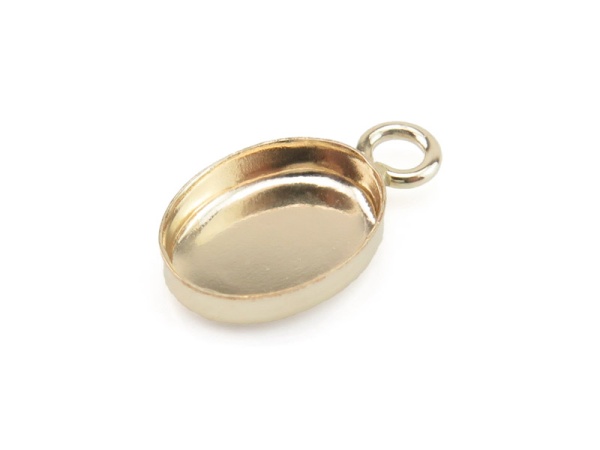 Gold Filled Oval Bezel Cup Setting with Loop 8mm x 6mm