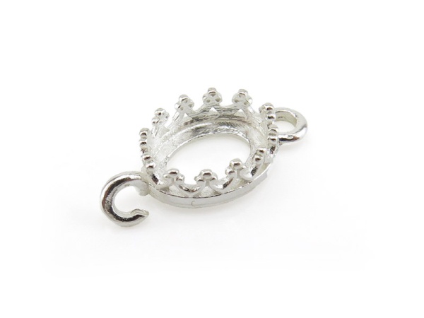 Sterling Silver Gallery Wire Oval Bezel Connector 8mm x 6mm
