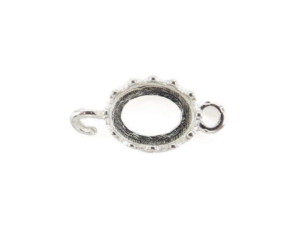 Sterling Silver Gallery Wire Oval Bezel Connector 8mm x 6mm