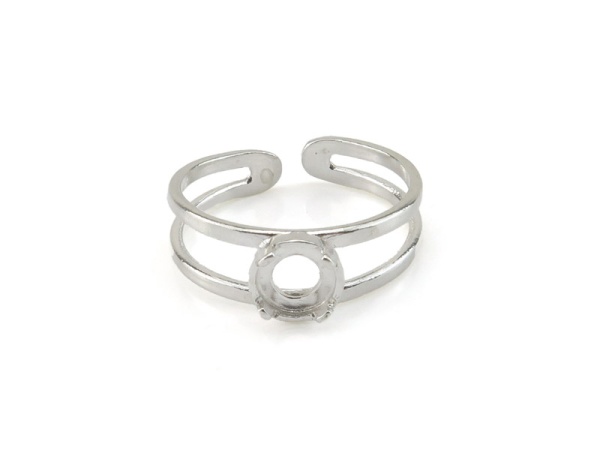 Sterling Silver Adjustable Ring with Claw Setting 5mm