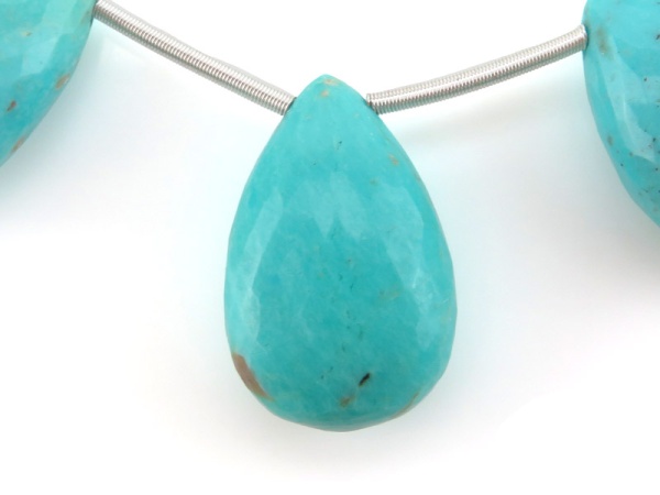 AA Arizona Turquoise Faceted Pear Briolette 16.75mm ~ SINGLE