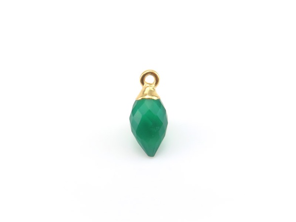 Gold Vermeil Green Onyx Marquise Charm 13mm