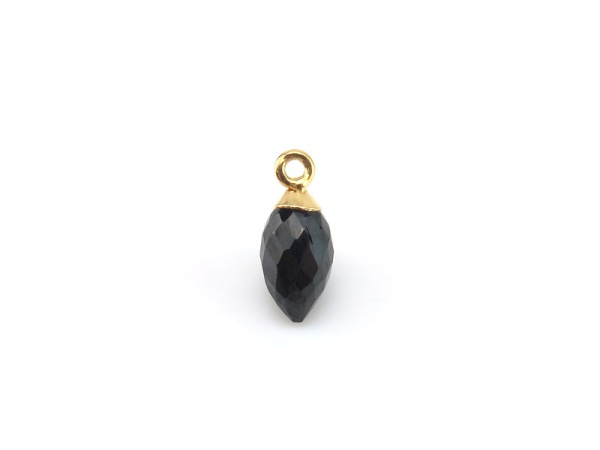 Gold Vermeil Black Spinel Marquise Charm 13mm