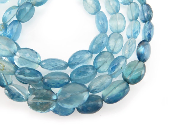 AA Aquamarine Micro-Faceted Oval Beads 8.25-11.5mm ~ 8.5'' Strand