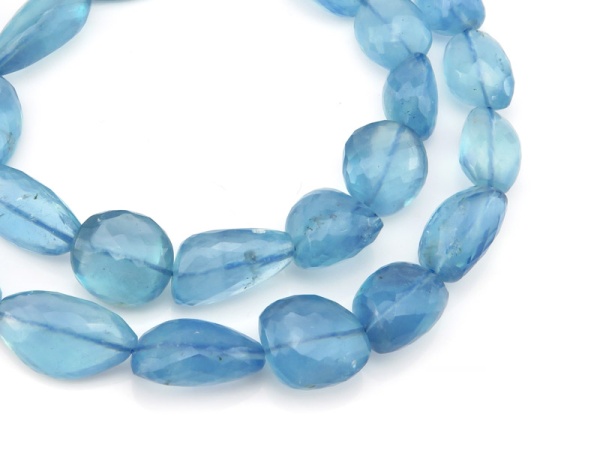 AA Aquamarine Micro-Faceted Nugget Beads 9.5-16mm ~ 18'' Strand