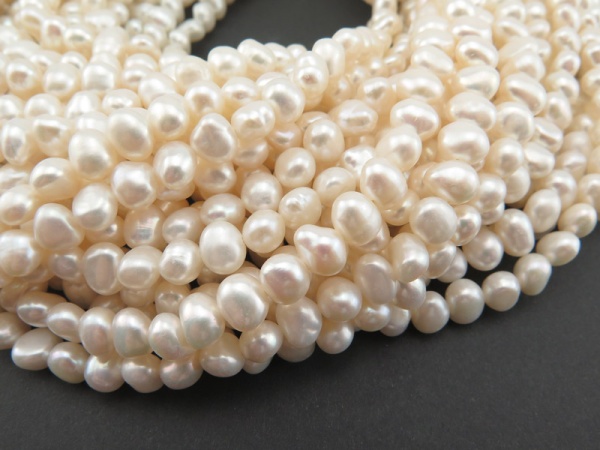 Freshwater Pearl Ivory Cross Drilled Beads 7mm ~ 15.5'' Strand