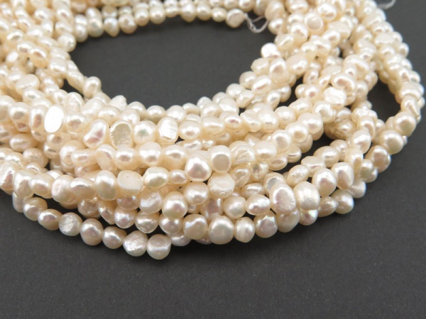 Freshwater Pearl Ivory Cross Drilled Beads 5mm ~ 15.5'' Strand