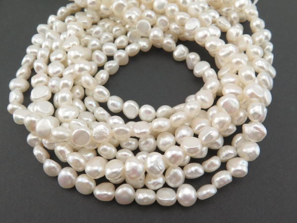 Freshwater Pearl Ivory Cross Drilled Beads 8.5mm ~ 15.5'' Strand