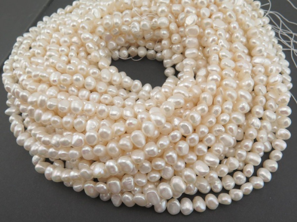 Freshwater Pearl Ivory Cross Drilled Beads 7-8mm ~ 15.5'' Strand