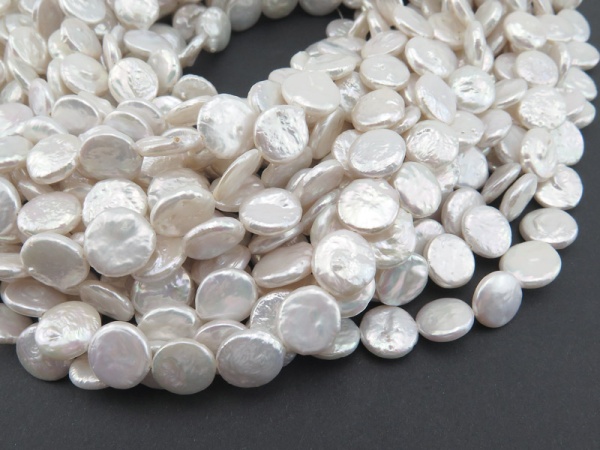 Freshwater Pearl Ivory Coin Beads 11-12mm ~ 15.5'' Strand