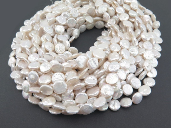 Freshwater Pearl Ivory Coin Beads 11-12mm ~ 15.5'' Strand