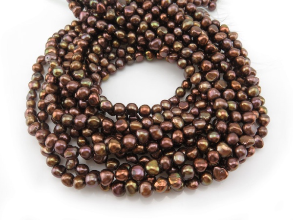 Freshwater Pearl Bronze Cross Drilled Beads 7.5mm ~ 16'' Strand