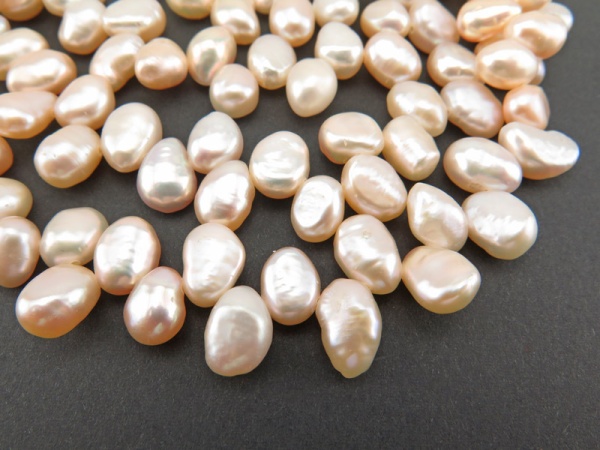 Freshwater Pearl Peach Side Drilled Drop Beads 8.5-10.5mm ~ 15'' Strand
