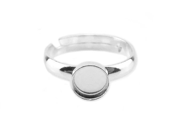 Sterling Silver Adjustable Ring with Bezel Cup 6mm