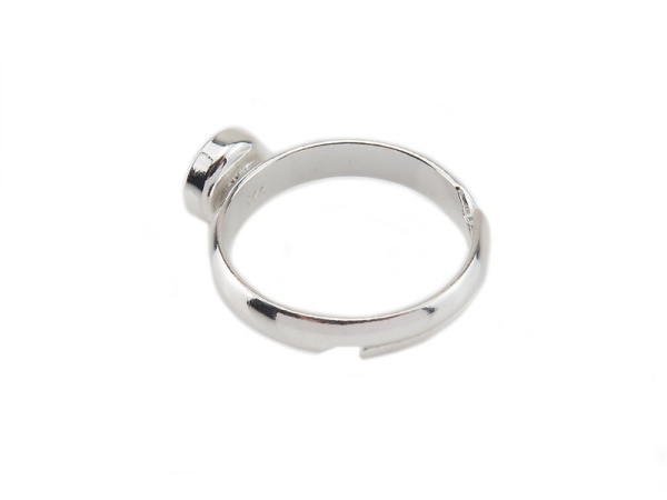 Sterling Silver Adjustable Ring with Bezel Cup 6mm