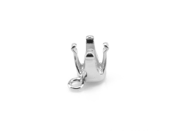 Sterling Silver Round Prong Snap Setting w/Loop 3mm