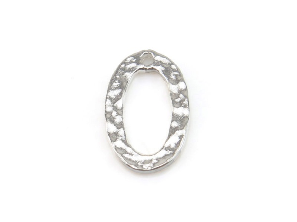 Sterling Silver Oval Hammered Pendant 14mm