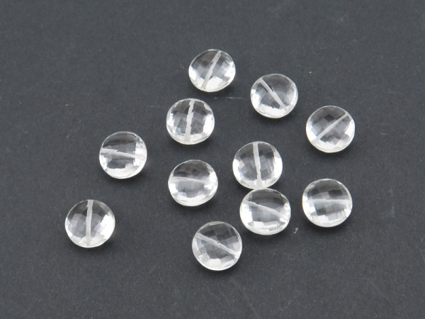 AAA Crystal Quartz Micro-Faceted Coin Bead 10mm ~ SINGLE