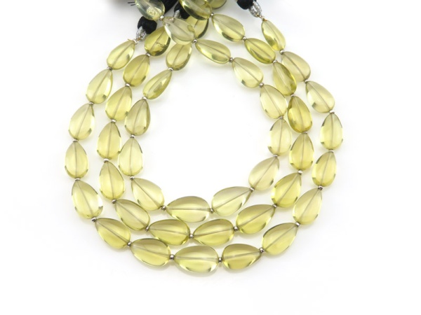 AAA Lemon Quartz Smooth Pear Beads 11.5-13.5mm ~ 8.5'' Strand