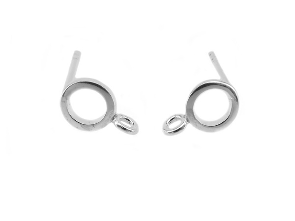 Sterling Silver Circle Ear Posts w/Ring 6mm ~ PAIR