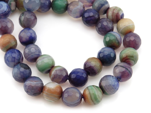 Multi Banded Agate Faceted Round Beads 8mm ~ 15'' Strand