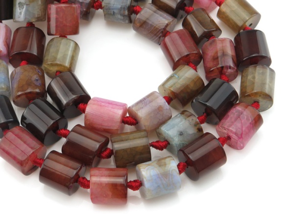 Multi Agate Smooth Cylinder Beads 13-14mm ~ 15.5'' Strand