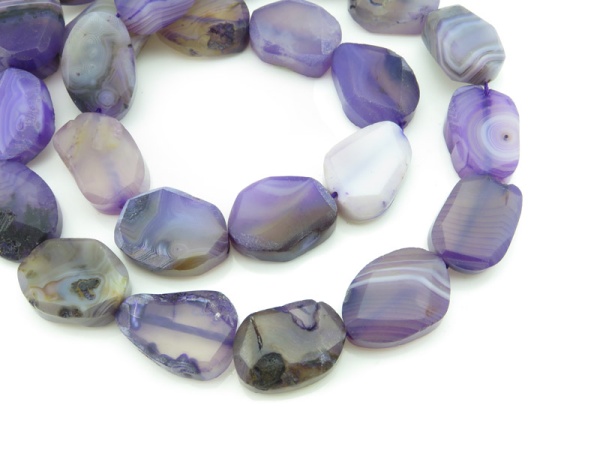 Purple Banded Agate Freeform Slice Beads 23-27mm ~ 15.5'' Strand