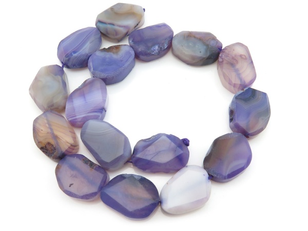 Purple Banded Agate Freeform Slice Beads 23-27mm ~ 15.5'' Strand