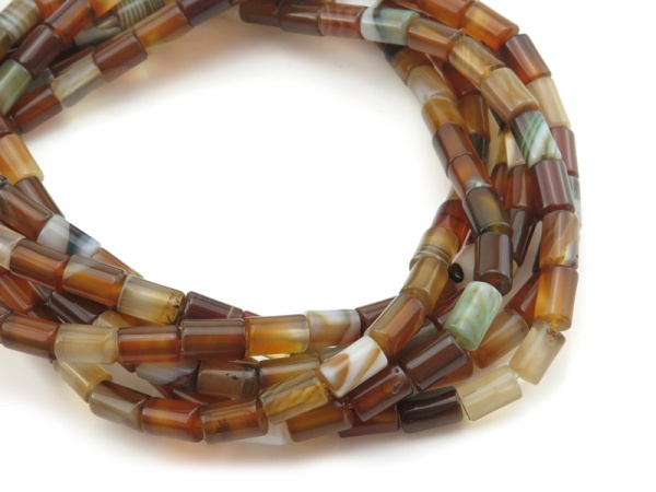 Brown Banded Agate Smooth Cylinder Beads 9mm ~ 15.5'' Strand
