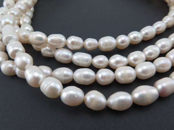 Freshwater Pearl Ivory Rice Beads 10-11mm ~ 16'' Strand